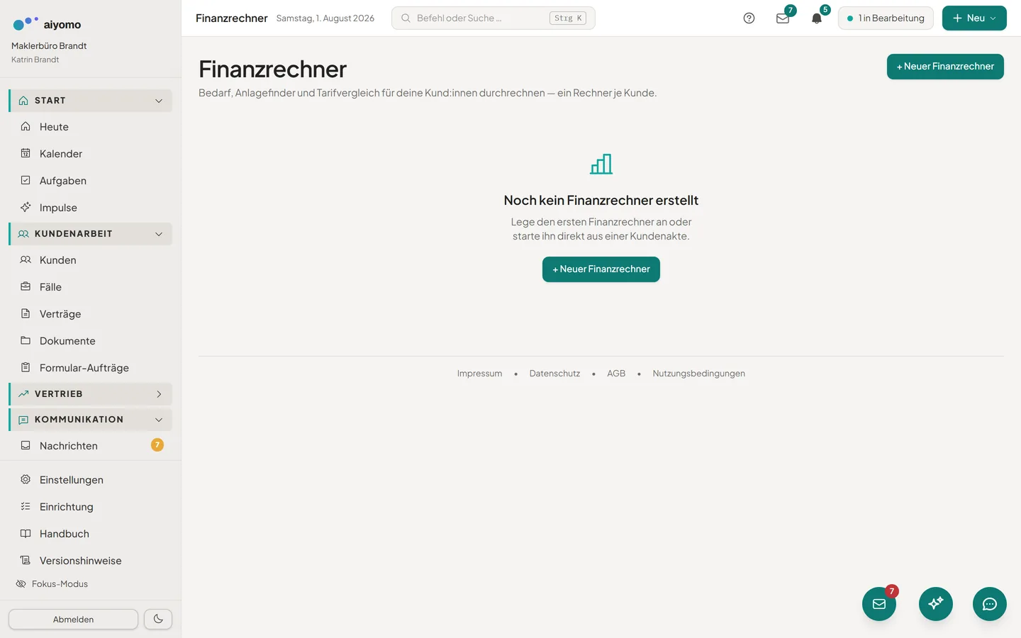 aiyomo – Finanzrechner & Kundenreport